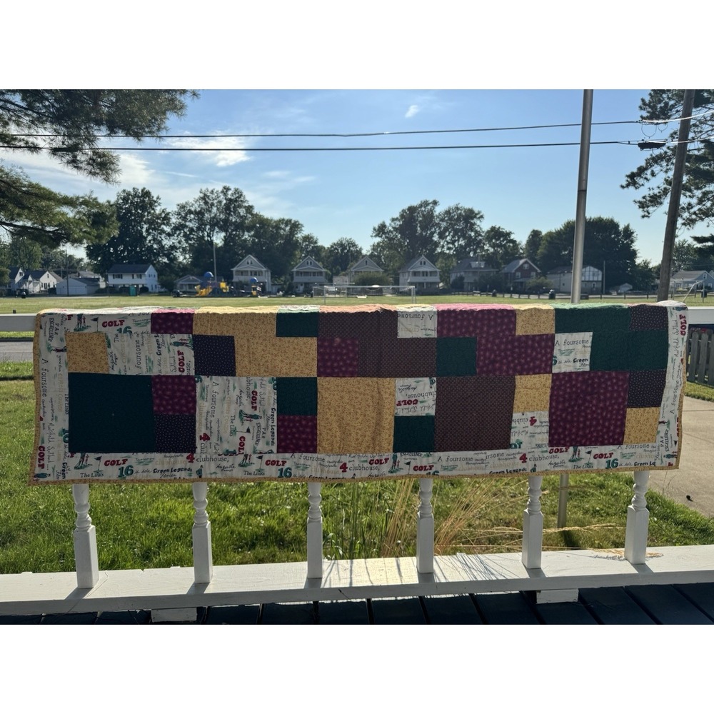 Handmade Golf Patchwork Throw Quilt 65x41 Covered Bridge Guild Strongsville OH - Picture 3 of 4